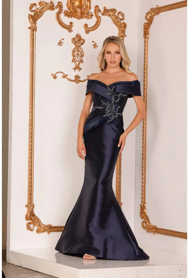 Terani - 2011M2159 - Tiered Folded Neckline Evening Dress