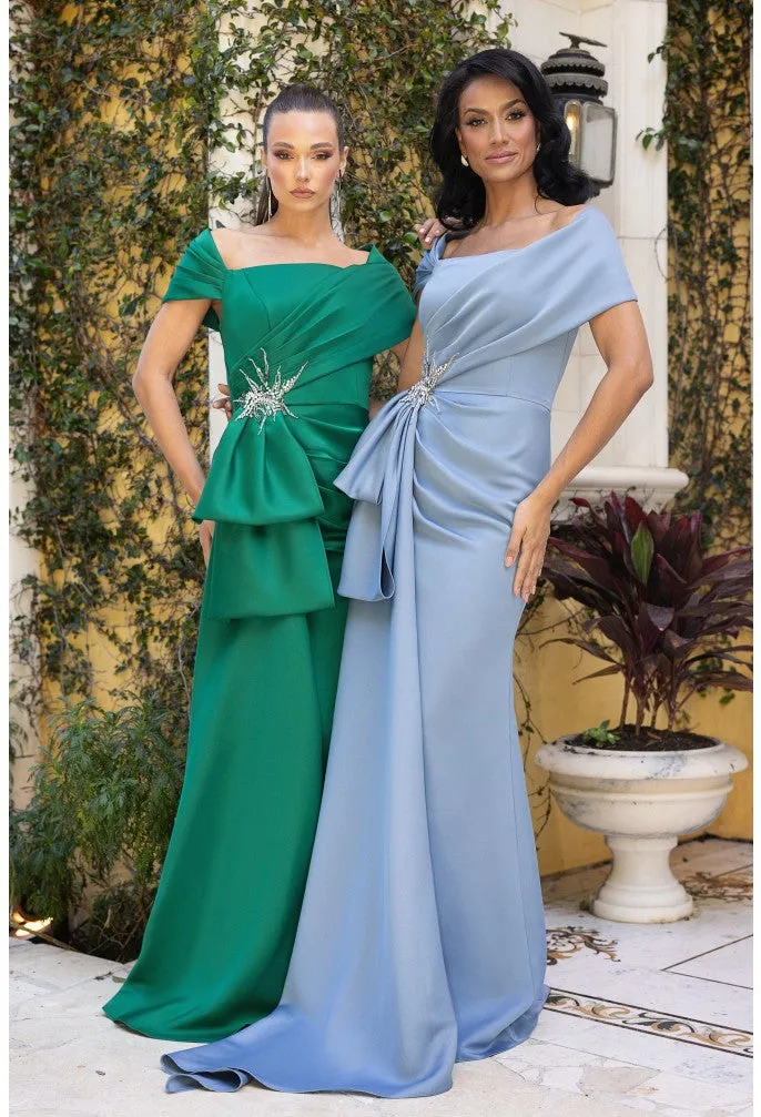 Terani - 242M3338 - Matte Satin Asymmetric Column Gown