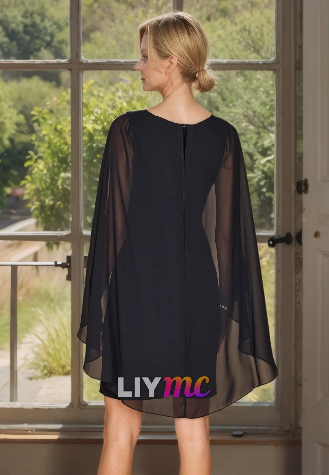 V-Neck Sleeveless Short Sheath Mother of Bride Dress