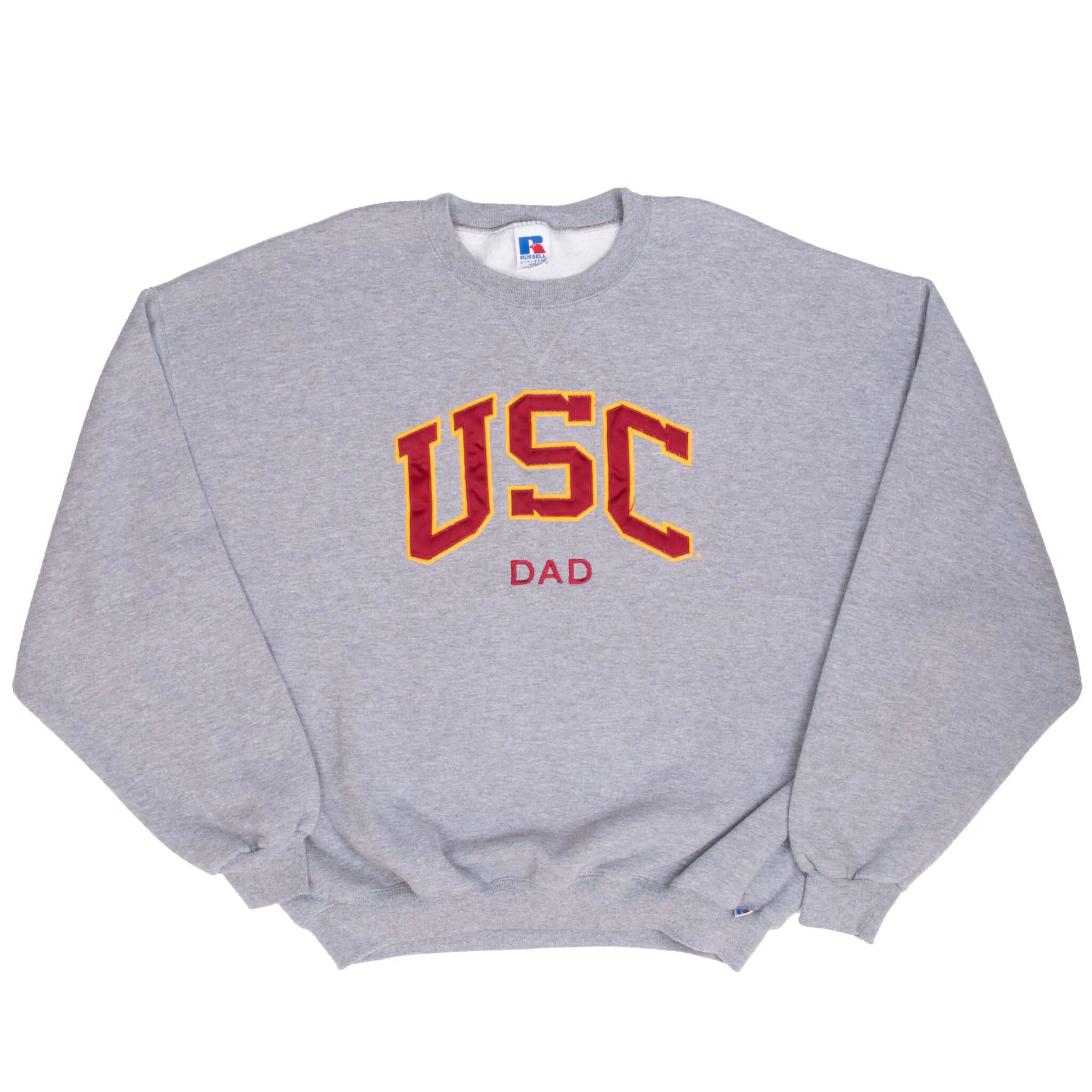 VINTAGE USC DAD RUSSELL ATHLETIC GREY CREWNECK SWEATSHIRT 1990S 2XL