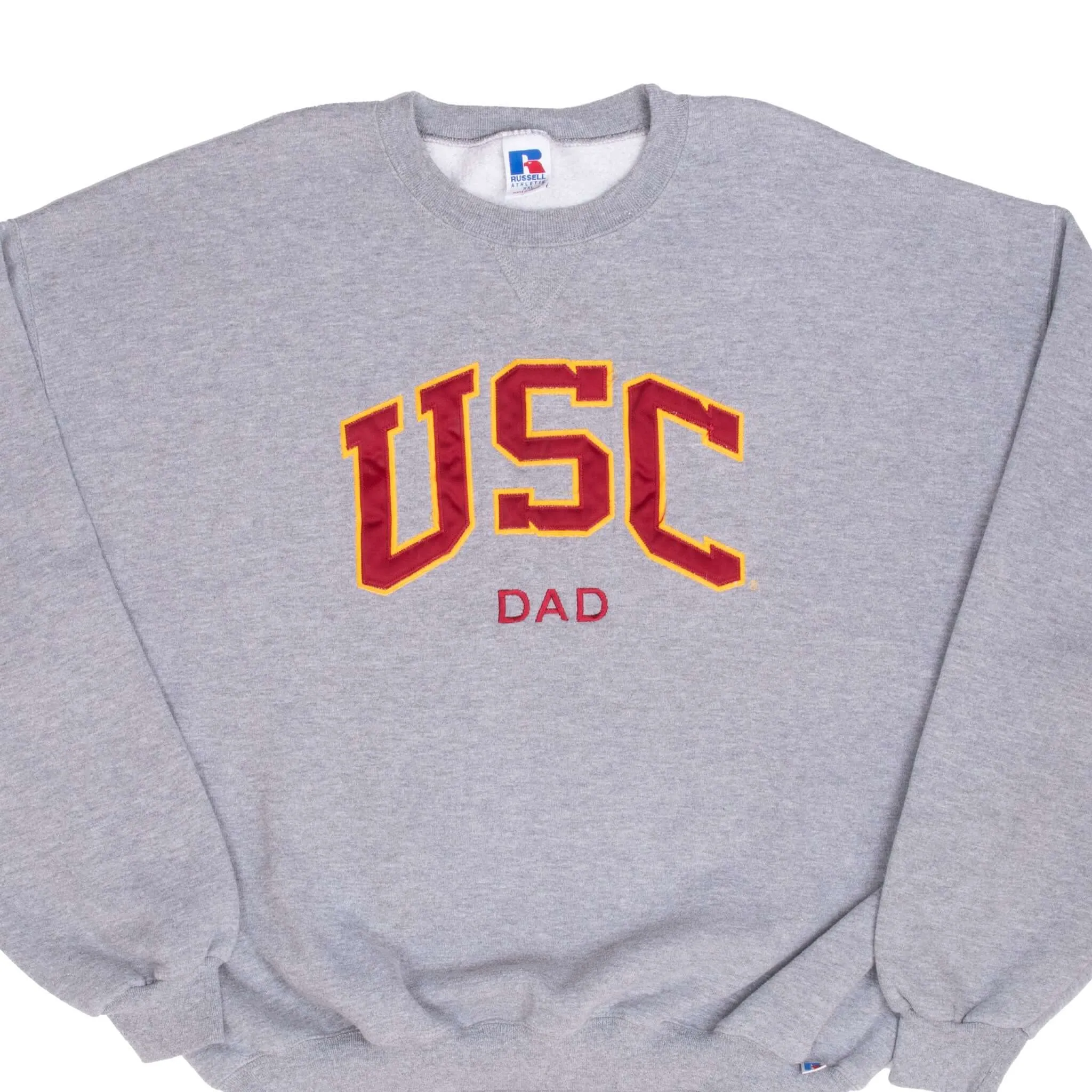 VINTAGE USC DAD RUSSELL ATHLETIC GREY CREWNECK SWEATSHIRT 1990S 2XL