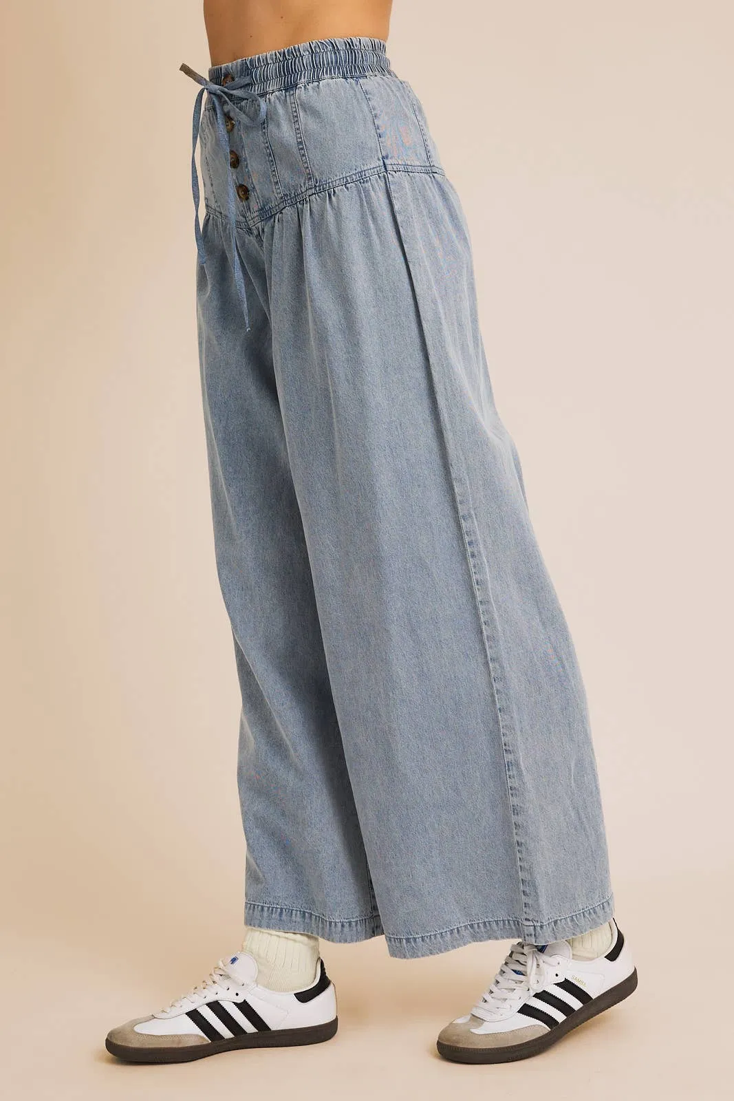 Wide Leg Yoke Tencel Pants