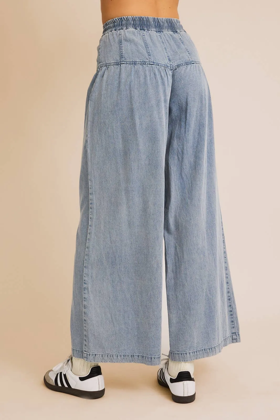 Wide Leg Yoke Tencel Pants