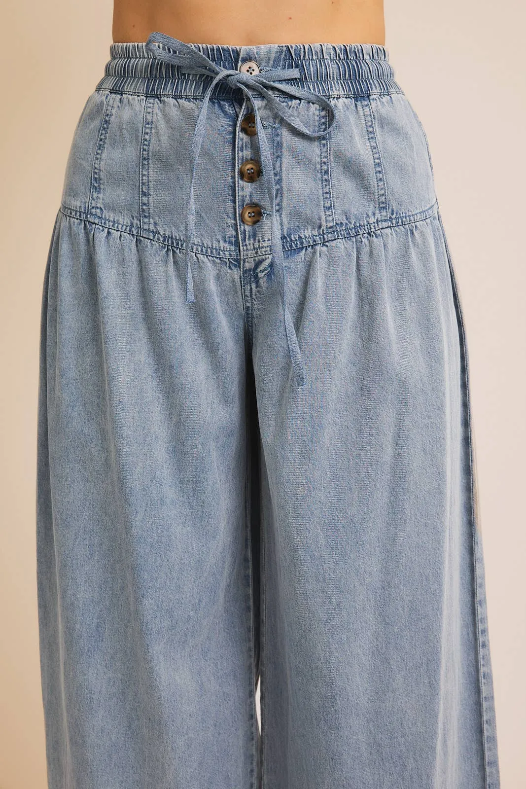 Wide Leg Yoke Tencel Pants