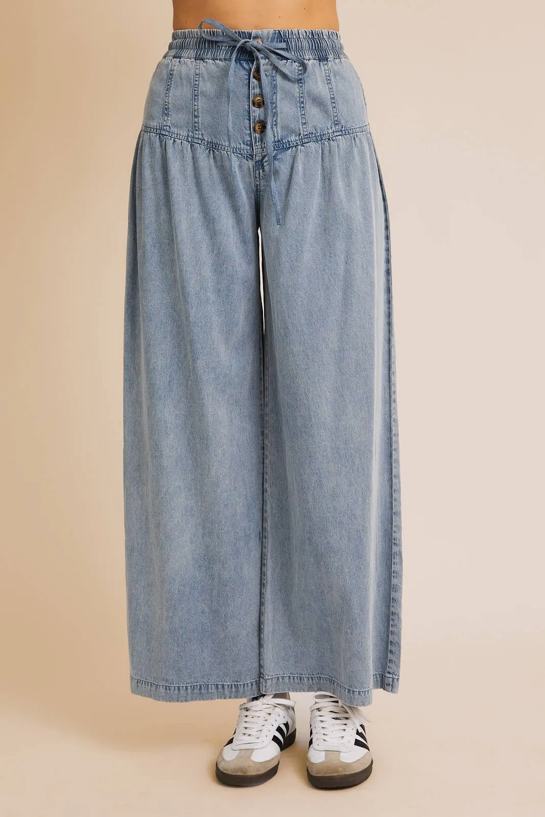 Wide Leg Yoke Tencel Pants