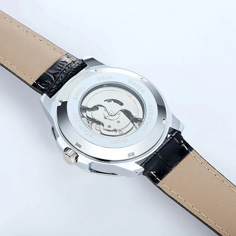 Winner Brand Luxury Watch Men Analog Automatic Self Wind Mechanical WristwatchesWith Black Leather Strap Sport Relogio